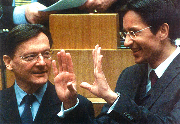 Wolfgang Schüssel und Karl-Heinz Grasser im Parlament