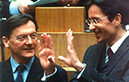 Wolfgang Schüssel und Karl-Heinz Grasser im Parlament