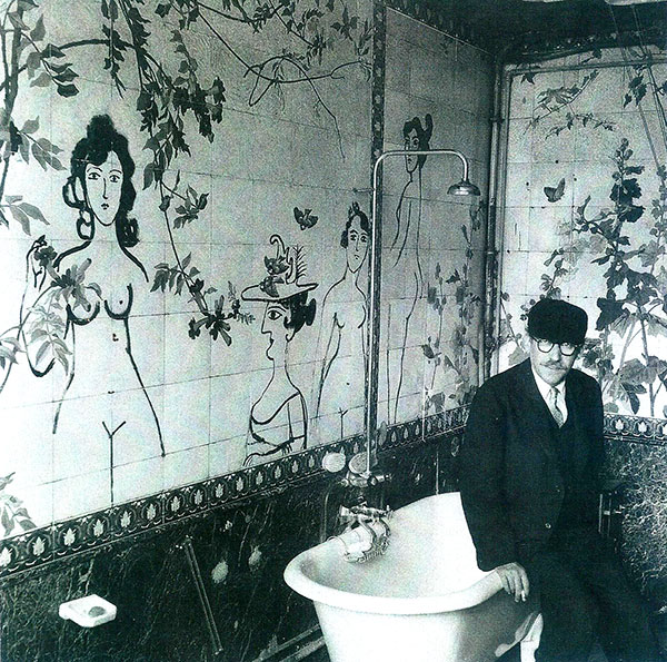 Milde Provokation von Saul Steinberg – Frauen mit Badewanne,
Paris 1959